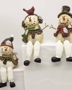 Smiling Sitting Snowman Christmas Decor